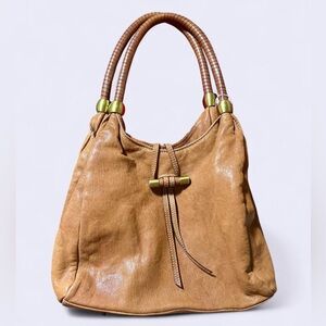 Vintage Sundance Tan Leather Shoulder Bag made in Italy